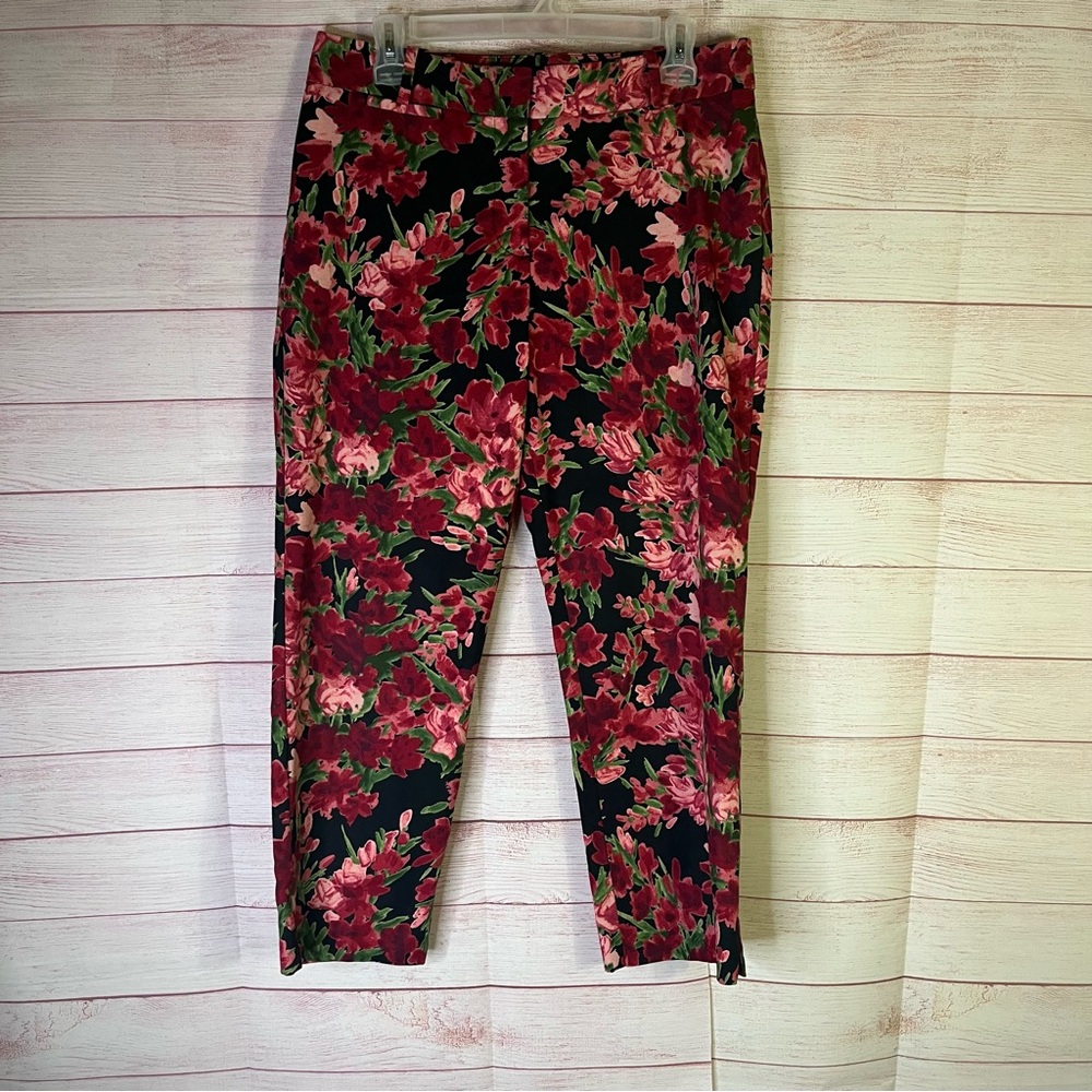 Talbots Floral Ankle Cropped Pants Size 8